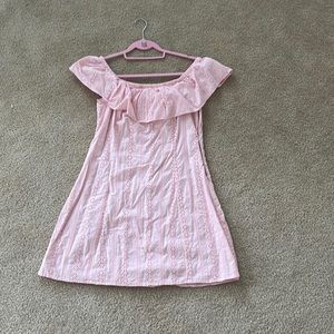 H&M Pale pink eyelet dress. Off the shoulder. Used. Size 10/12. Side zip.